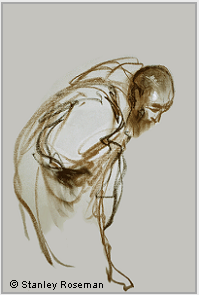 Drawing by Stanley Roseman, "A Trappist Monk Bowing in Prayer," 1982, Abbey of La Trappe, France, chalks on paper, Collection Abbey of La Trappe.  Stanley Roseman