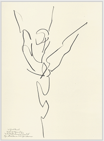 Drawing by Stanley Roseman of star dancer Wilfrid Romoli, 1993, Paris Opra Ballet,