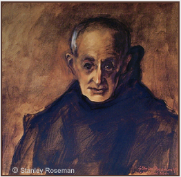 Painting by Stanley Roseman, "Dom Henry, Portrait of a Benedictine Monk," 1978, St. Augustine's Abbey, England, oil on canvas, Muse des Beaux-Arts, Rouen. Copyright  Stanley Roseman.