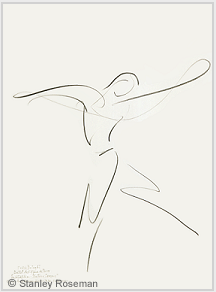 Drawing by Stanley Roseman of Paris Opera star dancer Kader Belarbi, "The Four Seasons," 1996, Uffizi Gallery, Florence.  Stanley Roseman