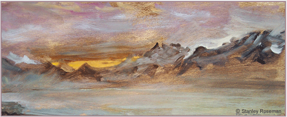 Landscape by Stanley Roseman, "December Morning - View from Chardonne Overlooking Lake Geneva," 1987, Muse des Beaux-Arts, Rouen.  Stanley Roseman