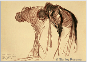 Drawing by Stanley Roseman, "Two Monks Bowing in Prayer," 1979, Abbaye de Solesmes, France, chalks on paper, National Gallery of Art, Washington, D.C. Copyright  Stanley Roseman.