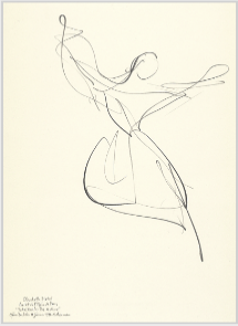 Drawing by Stanley Roseman of star dancer Elisabeth Platel, 1996, Paris Opéra Ballet, "Tchaikovsky Pas de Deux," Pencil on paper, Musée d'Art Moderne et Contemporain, Strasbourg. © Stanley Roseman