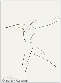Drawing by Stanley Roseman of Paris Opera star dancer Kader Belarbi, "The Four Seasons," 1996, Uffizi Gallery, Florence. � Stanley Roseman