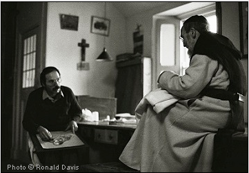 Stanley Roseman drawing Brother Michael, the tailor, in his workroom at Mount Melleray Abbey, County Waterford, Ireland, 1983. Photo � Ronald Davis